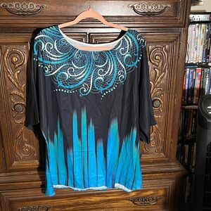 Elegant Black and Blue Women's Top